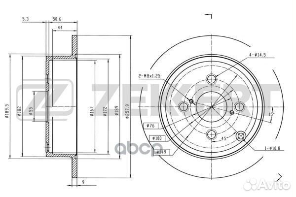 Диск торм. зад. Toyota Corolla (E120) 01- Echo