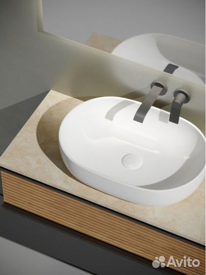 Мебель для ванной с раковиной из санфарфора и столешницей из керамогранита Sancos Delta 100 DL100GR+