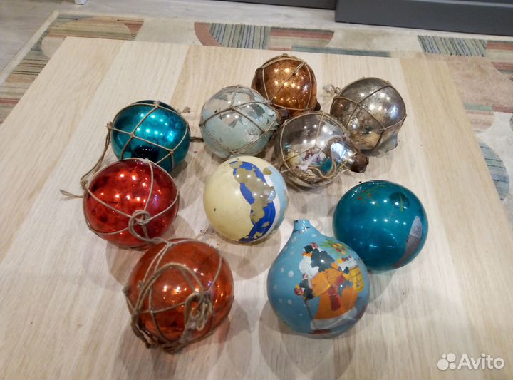 Елочные игрушки шары СССР. 30-40-е годы. 10 шт