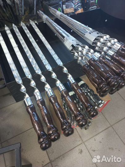 Шампура из нержавейки с деревянной ручкой