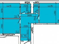 2-к. квартира, 78,4 м², 6/9 эт.