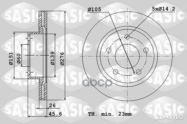 Диск тормозной 6106204 Sasic