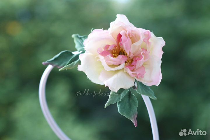 Ободок с шелковой розой