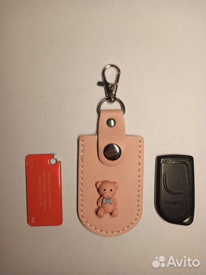 Чехол-брелок розовый мишка пик, метка