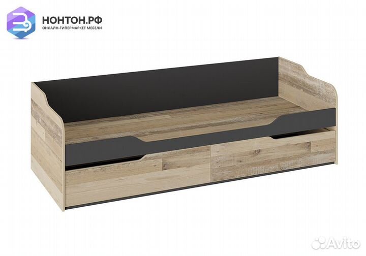 Кровать Кристофер с ящиками фон серый / олд стайл