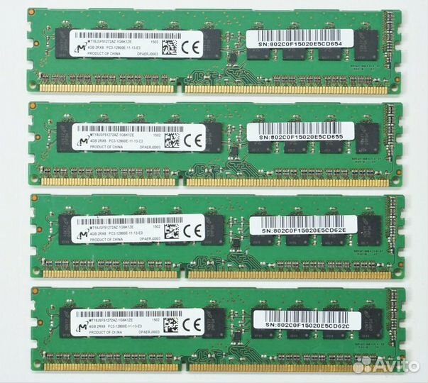 16GB 4x4GB Ecc PC3L-10600E PC3-12800E PC3-14900E