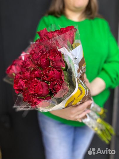 Красная роза 50см