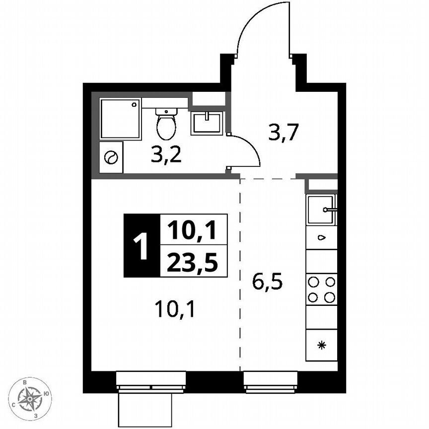 Квартира-студия, 23,5 м², 17/17 эт.