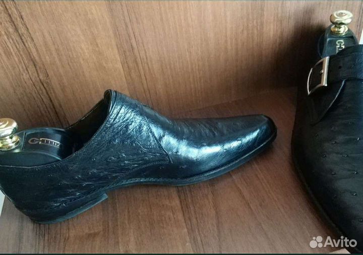 Туфли монки страус brioni