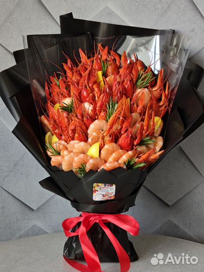 Букет, бокс из раков креветок, съедобные букеты