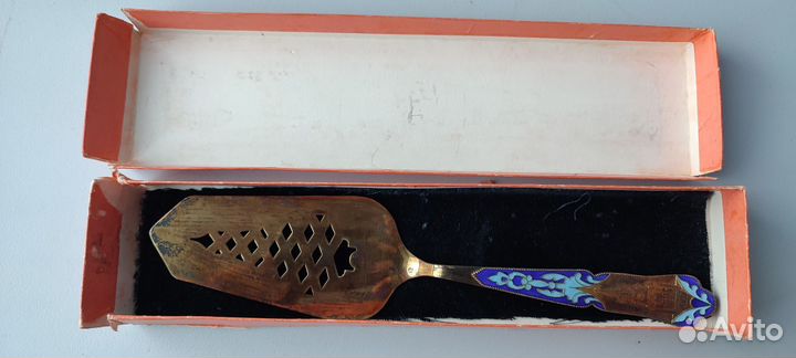 Лопатка для торта Кремль серебро 875 пробы Эмаль