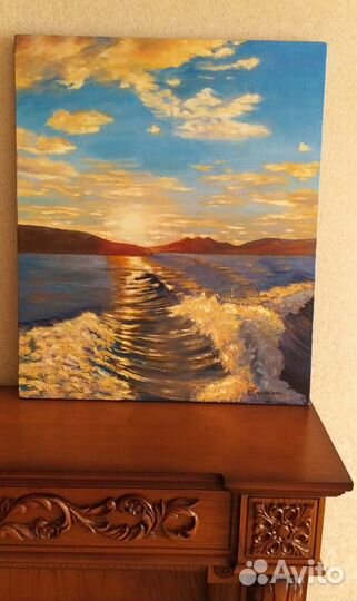 Картина маслом на холсте пейзаж. Восход