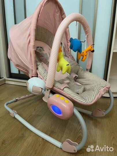 Детская шезлонг качалка с музыкой и вибрацией