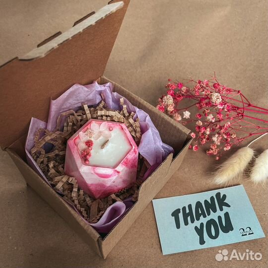 Соевая свеча в гипсе ручной работы