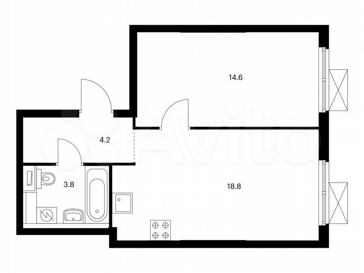 1-к. квартира, 41,4 м², 2/33 эт.