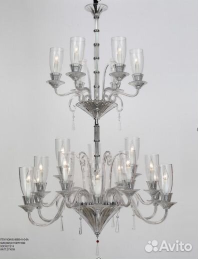 5-BL488-6+6+3+6A Люстра подвесная хрустальная (4Х1