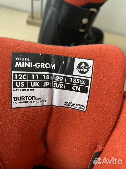 Ботинки для сноуборда детские burton 18,5 см 29
