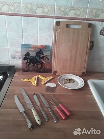 Ножи винтаж, досточка стекло