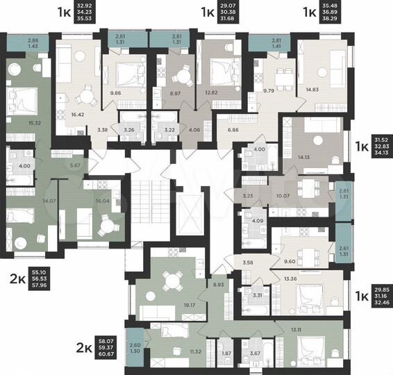 2-к. квартира, 58 м², 9/9 эт.