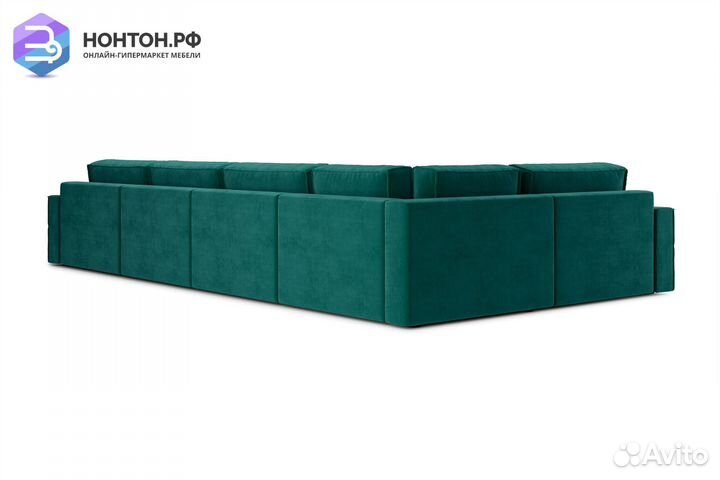 Диван п-образный тик-так Сохо изумрудный