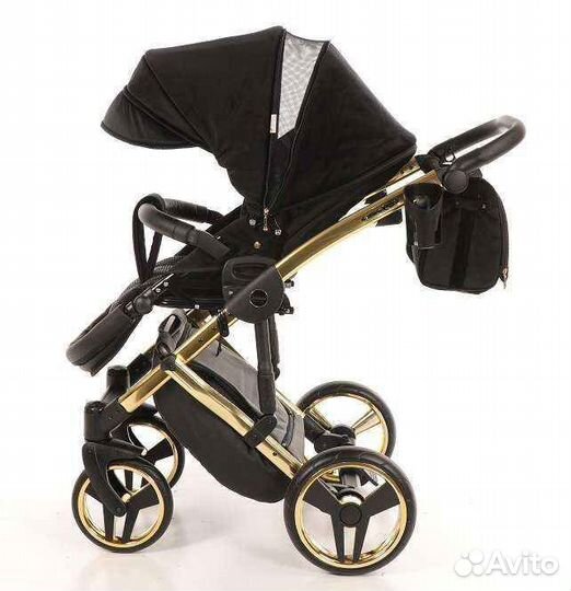 Коляска junama diamond 2 в 1 черная/золото