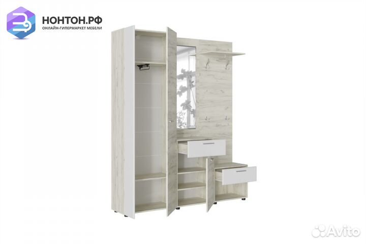 Прихожая Сафари №1 дуб крафт белый / белый софт