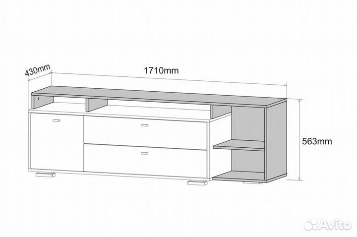 Комод под телевизор 170 см графит (Ланс)