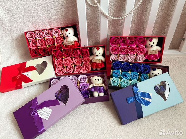 Мыльные розы в коробке