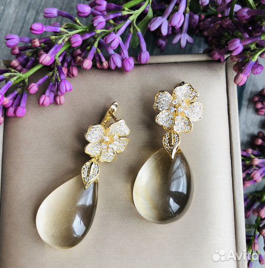 Серьги с цитрином