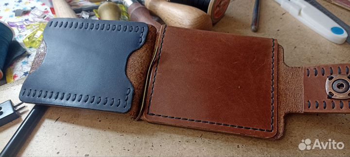 Кошелек,Зажим для денег из натуральной кожи
