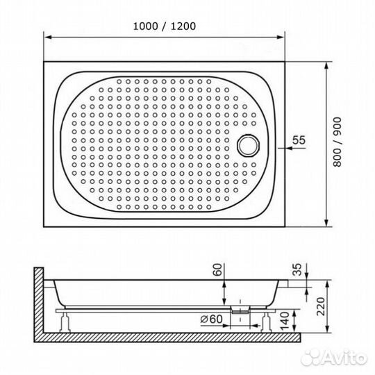 Душевой поддон RGW LUX/TN 100x90