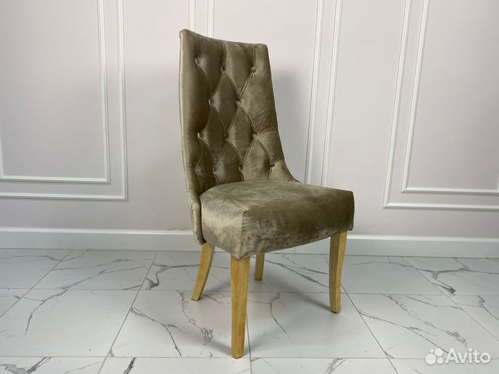 Стул в каретной стяжке Флоренция, бархат шампань