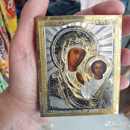 Икона Казанской божьей матери серебро 84 проба