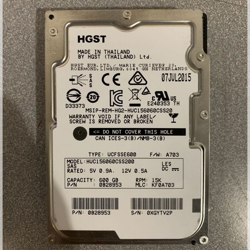 [HUC156060CSS200] Жесткий Диск Hgst 600gb 15k Sas 12g 2.5 Huc156060css200