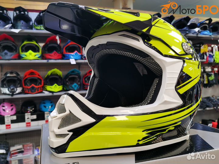 Шлем мото кроссовый hizer B6195 black/yellow