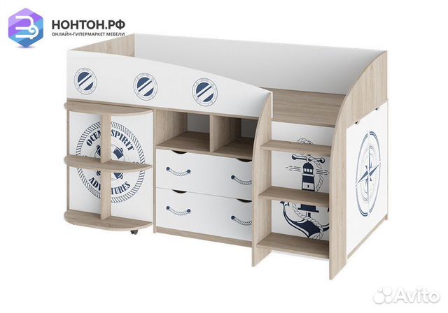 Кровать комбинированная Немо дуб сонома / белый