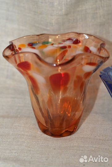 Вазы салатники чайница цветное стекло СССР
