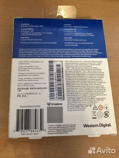 WD blue 500 гб SSD-диск SA510(WDS500G3B0A)