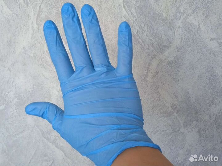 Перчатки нитриловые медицинские голубые S, M и L