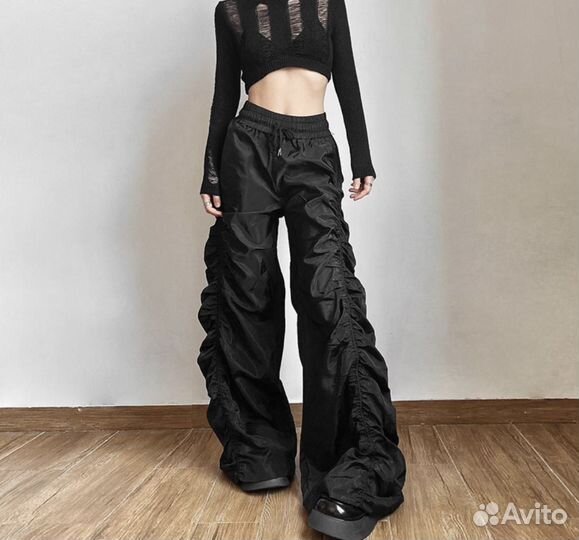 Брюки штаны карго на сборках