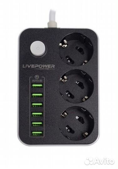 Сетевой фильтр LP3631 3 розетки 6 USB 2.0 m