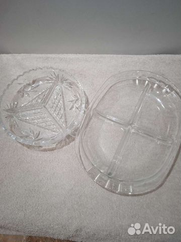 Большое блюдо, хрустальная менажница и другое