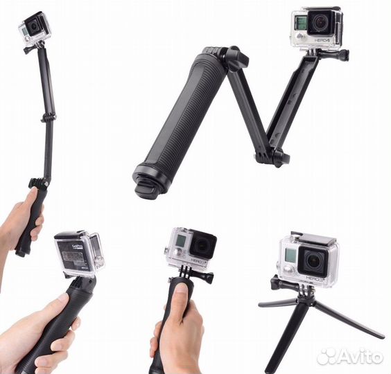 3-Way mount монопод трансформер для экшн камер