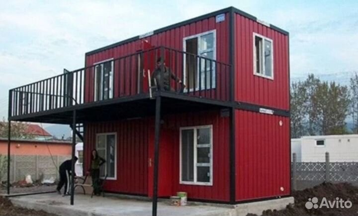 Двухэтажный модуль из 4-х бытовок (51 м2)