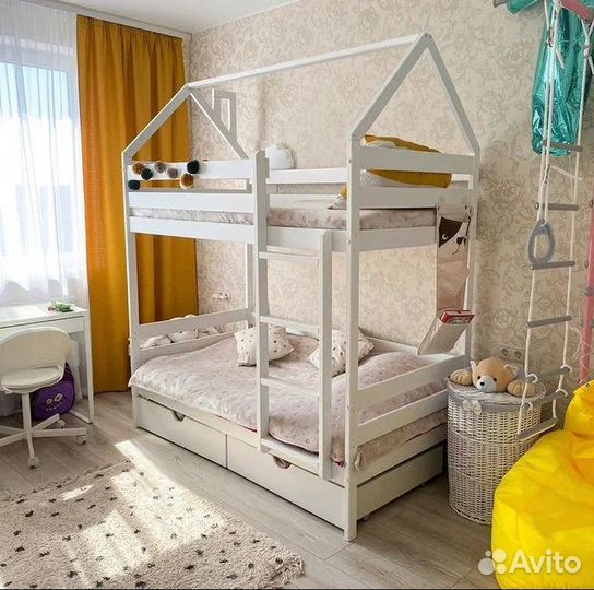 Двухъярусная кровать домик 200х80