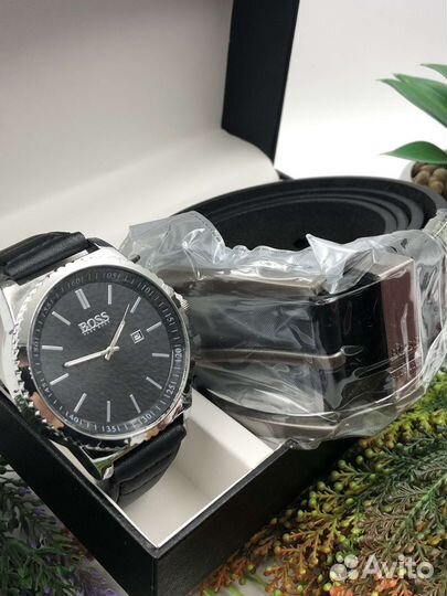 Мужской набор Boss (часы+ремень)