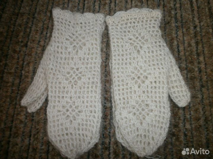 Пуховые ажурные перчатки и варежки