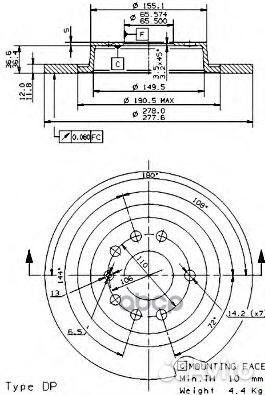 Диск тормозной Standard зад 08951110 Brembo