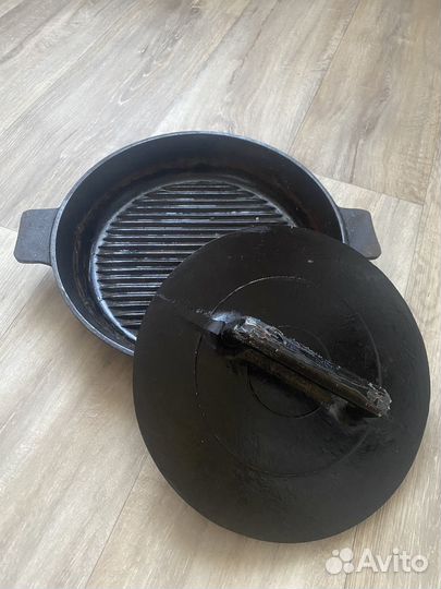 Сковорода-гриль чугунная с прессом