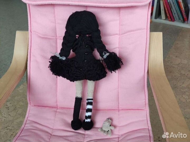 Кукла Уэнсдэй вязаная (Уэнсдей,Уэнздей, Wednesday)